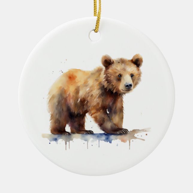 Brown Bear Ceramic Ornament (Front)