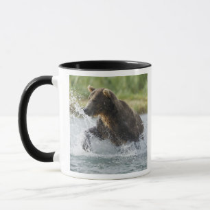 Brown Bear chasing salmon in river Mug