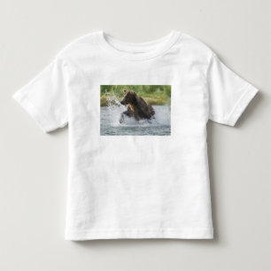 Brown Bear chasing salmon in river Toddler T-Shirt