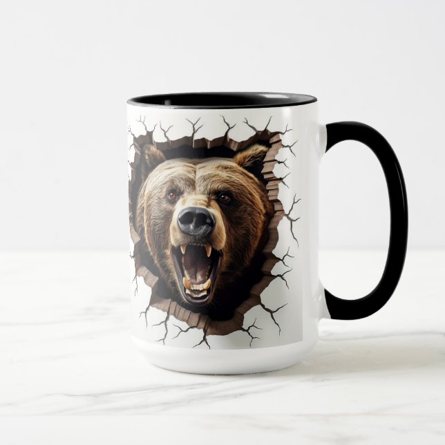 Brown bear coming out of wall mug (Right)