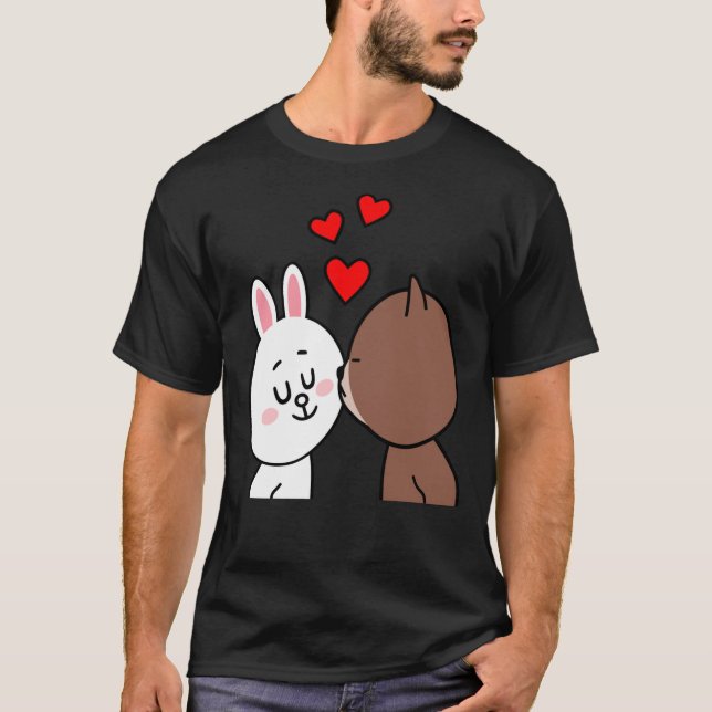 Brown Bear Cony Bunny Rabbit The Kiss Lightweigh T-Shirt (Front)