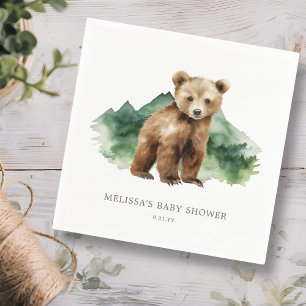 Brown Bear Cub Baby Shower Napkin
