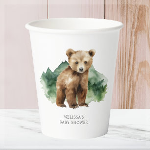 Brown Bear Cub Baby Shower Paper Cups