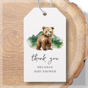 Brown Bear Cub Baby Shower Thank you Favour Gift Tags