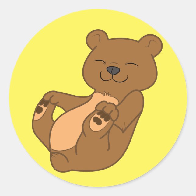 Brown Bear Cub Classic Round Sticker (Front)