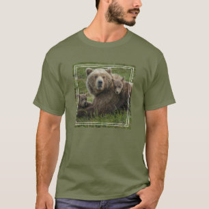 Brown Bear Cubs Cuddling with their Mother T-Shirt