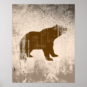 BROWN BEAR distressed Poster
