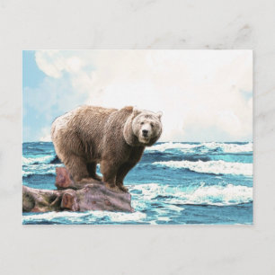 Brown Bear Exploring the Ocean! Postcard