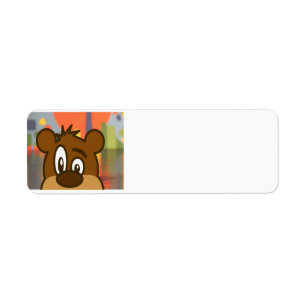 Brown Bear Face Return Address Label