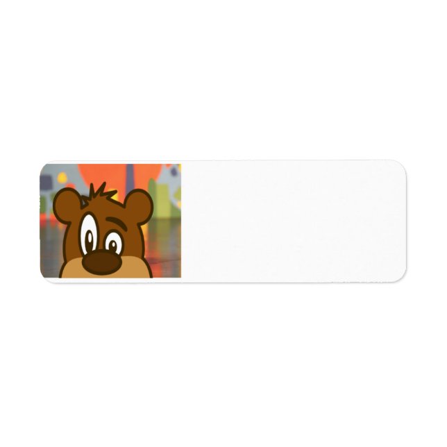 Brown Bear Face Return Address Label (Front)