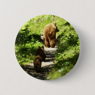 Brown Bear Family 6 Cm Round Badge