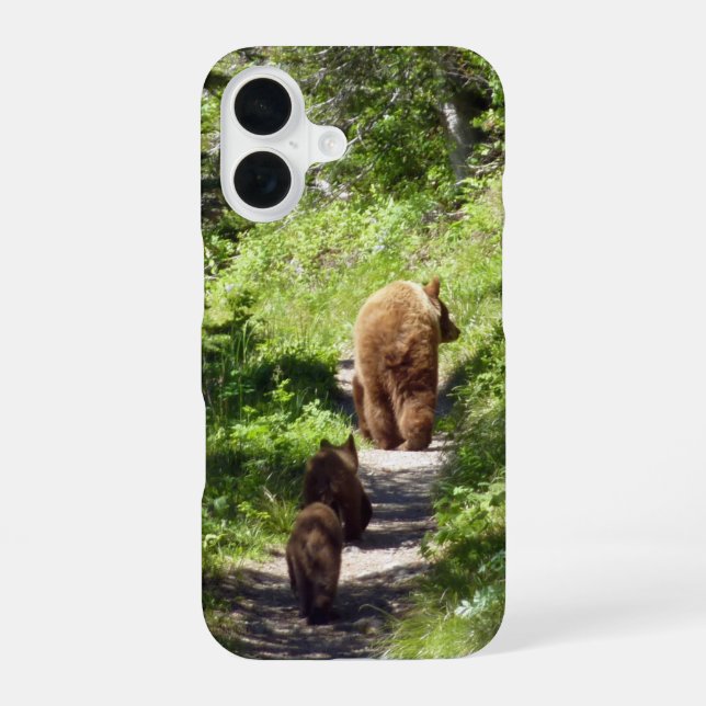 Brown Bear Family iPhone 16 Case (Back)