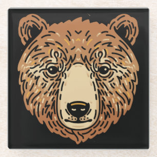 Brown Bear for Autumn Glass Coaster
