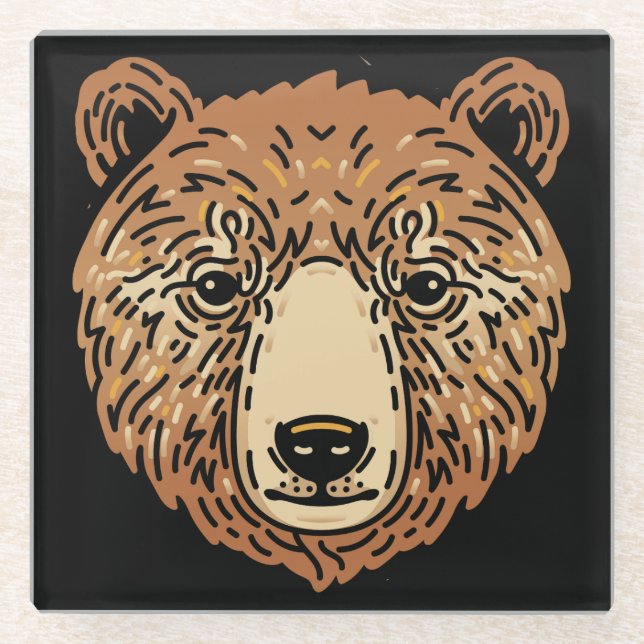 Brown Bear for Autumn Glass Coaster (Front)