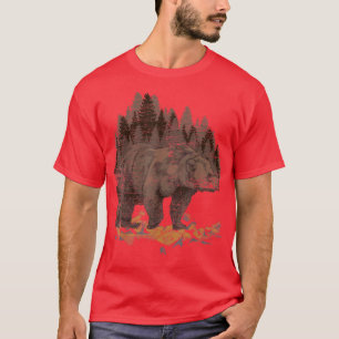 Brown Bear Forest Landscape Leaves Autumn Nature B T-Shirt