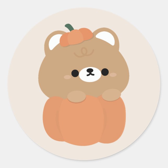 Brown Bear Halloween Classic Round Sticker (Front)