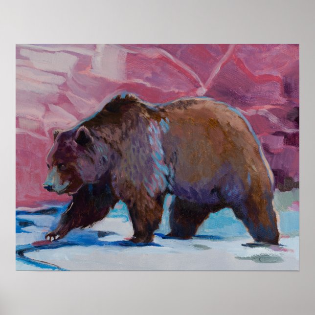 Brown Bear In Utah, Walking by the Rocks Poster (Front)