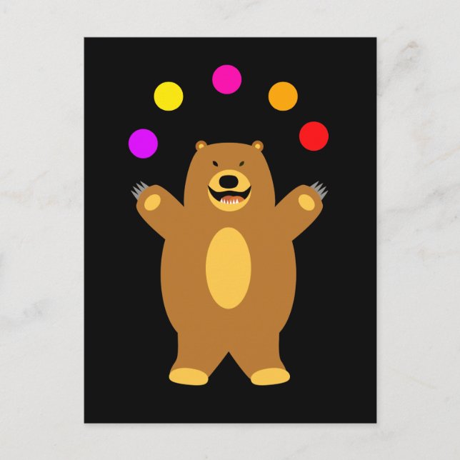 Brown Bear Juggling Postcard (Front)