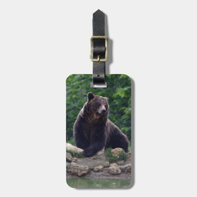Brown bear luggage tag (Front Vertical)