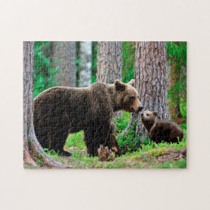 Brown Bear Mama with Cubs, Jigsaw Puzzle