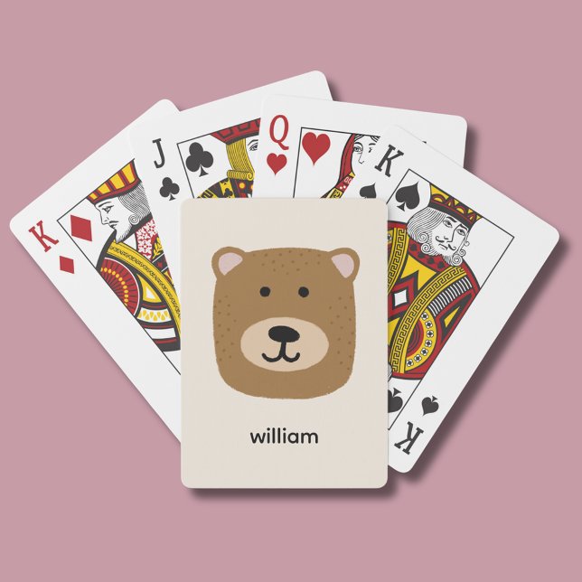 Brown Bear name Playing Cards (Brown bear personalized playing cards.  Customize with your own name or choice of text.)