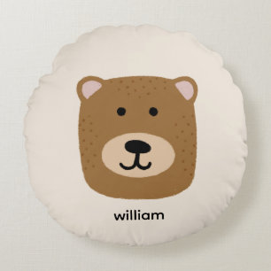 Brown Bear name Round Cushion