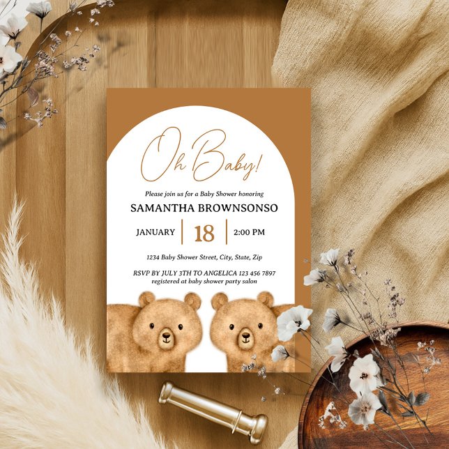 Brown Bear Oh Baby Shower Invitation (Creator Uploaded)