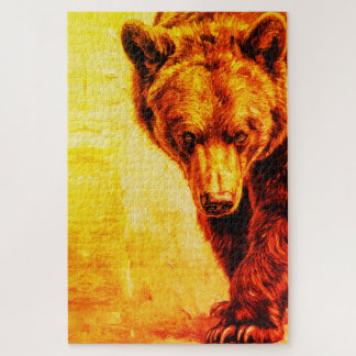 Brown Bear Oil Painting Wildlife Art Jigsaw Puzzle