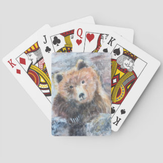 brown bear original art playing cards