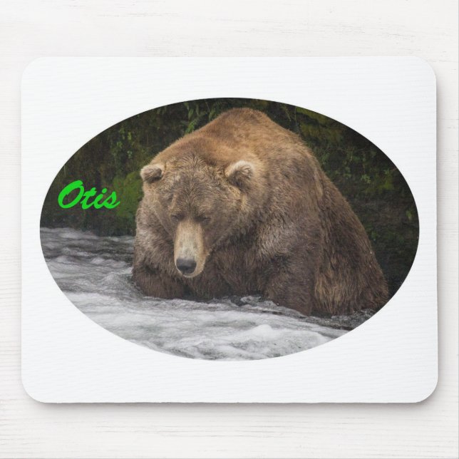 Brown Bear Otis Fishing Mouse Pad (Front)
