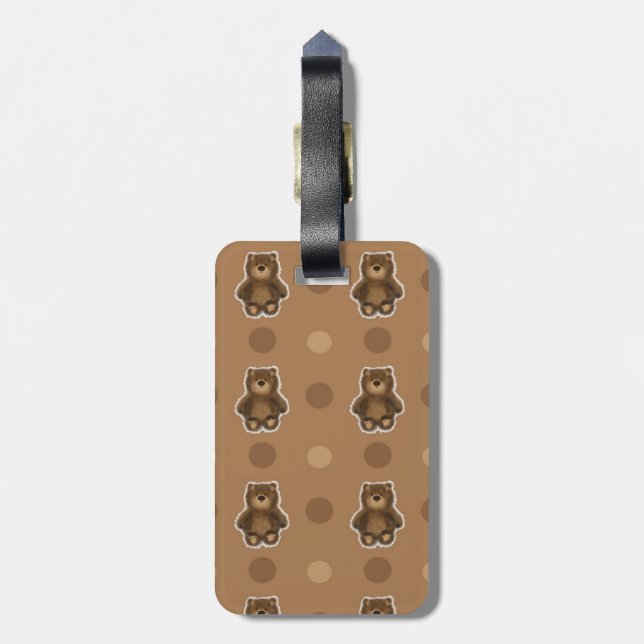 Brown Bear pattern Luggage Tag (Back Vertical)