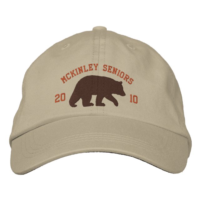 Brown Bear Silhouette with Customisable Text Embroidered Hat (Front)
