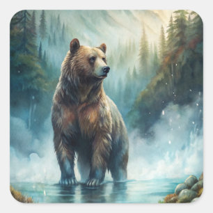 Brown Bear  Square Sticker