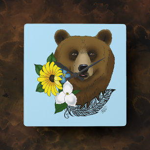 Brown Bear Square Wall Clock