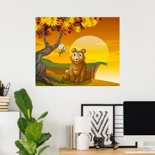 Brown Bear Sunset Poster