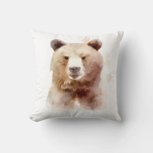 Brown Bear Watercolor Graphic Cushion