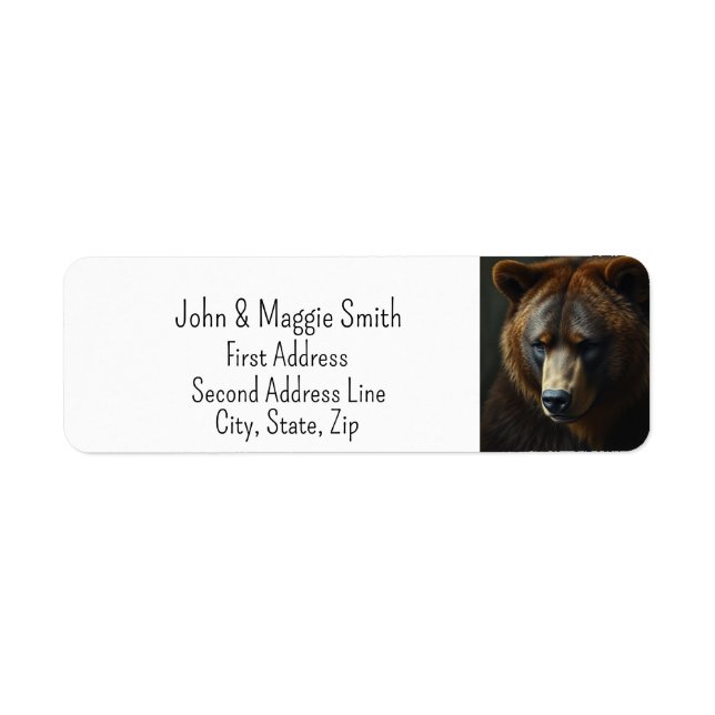 Brown Bear Wildlife Nature Animal Art Return Address Label (Front)