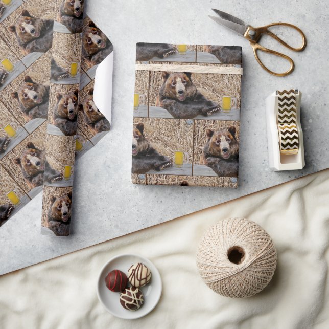 Brown Bear with Beer Wrapping Paper (Crafts)