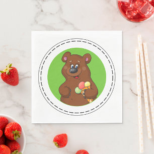 Brown Bear With Ice Cream Napkin