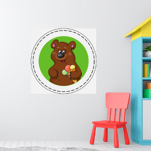 Brown Bear With Ice Cream Poster