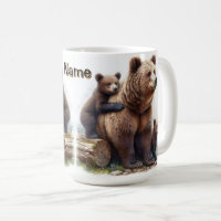 Brown Bear with Two Cubs