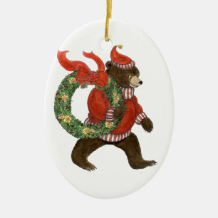 Brown Bear's Christmas Wreath Ornament