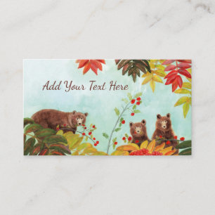 Brown Bears & Red Rowan Berries Party Enclosure Card