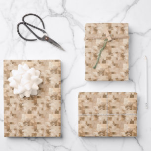 Brown & Beige Abstract Paint  Wrapping Paper Sheet