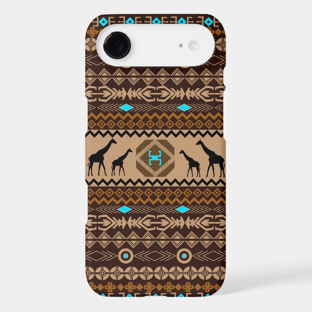 Brown & Beige African Giraffe Ethnic Pattern Case-Mate iPhone Case (Back)