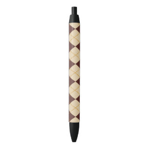 Brown Beige Autumn Fall Argyle Diamond Pattern  Black Ink Pen