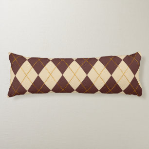 Brown Beige Autumn Fall Argyle Diamond Pattern  Body Cushion