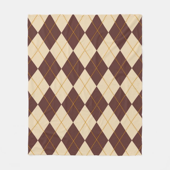 Brown Beige Autumn Fall Argyle Diamond Pattern  Fleece Blanket (Front)