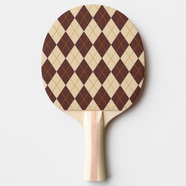 Brown Beige Autumn Fall Argyle Diamond Pattern  Ping Pong Paddle (Front)