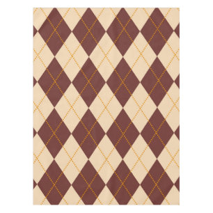 Brown Beige Autumn Fall Argyle Diamond Pattern  Tablecloth